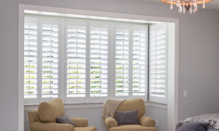 Classic shutters in Austin bedroom